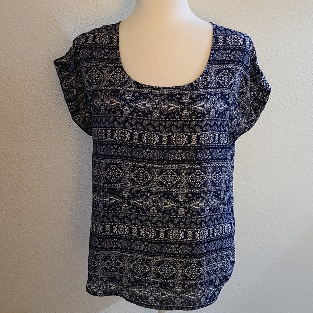 Pink Republic Navy and White Top